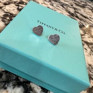 Sterling silver Tiffany heart earrings